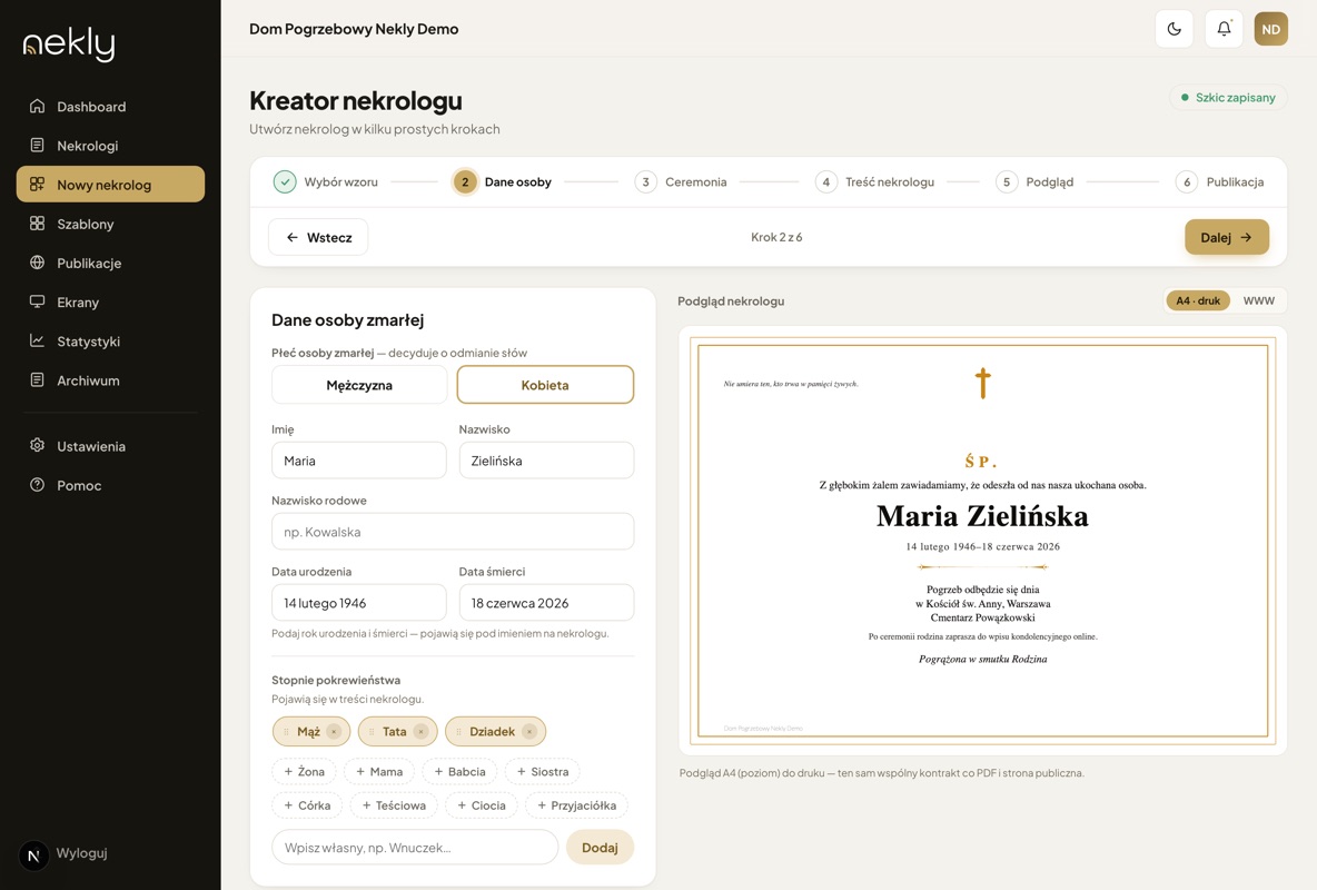 Krok 2 — wpisywanie danych